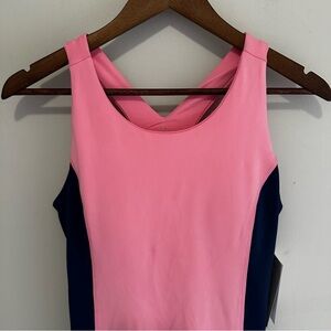 NWT ZELOS Pink and Navy Contrast Exercise Sports Dress Women’s Medium Athletic